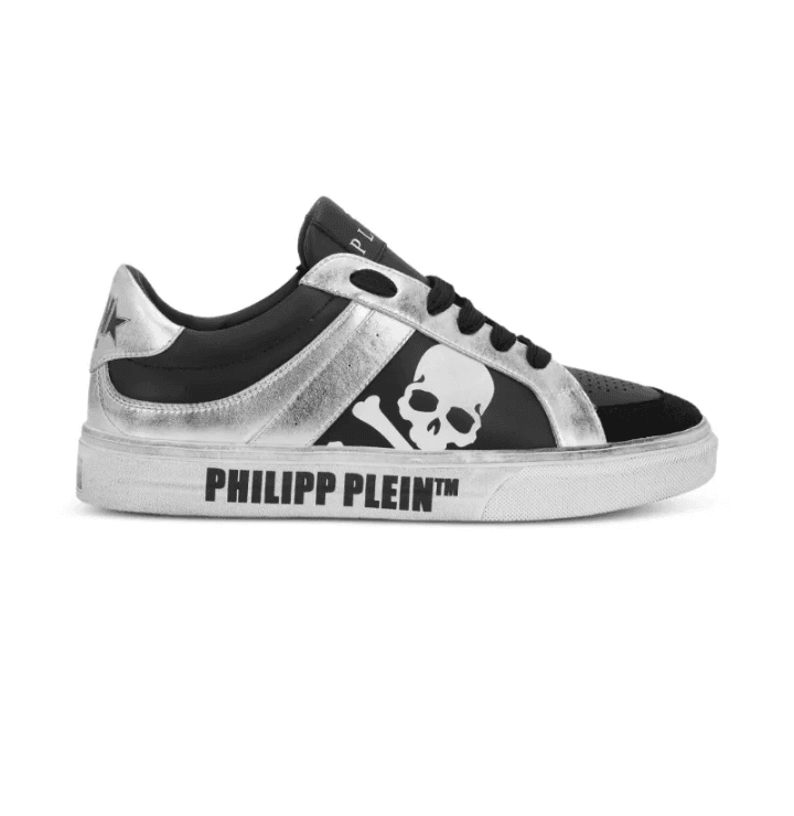 RETROKIKZ SKULL-MOTIF LEATHER SNEAKERS