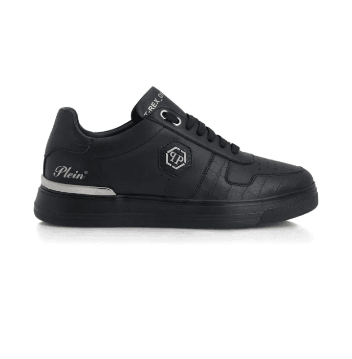 T-REX 01 LOGO-PLAQUE LEATHER SNEAKERS